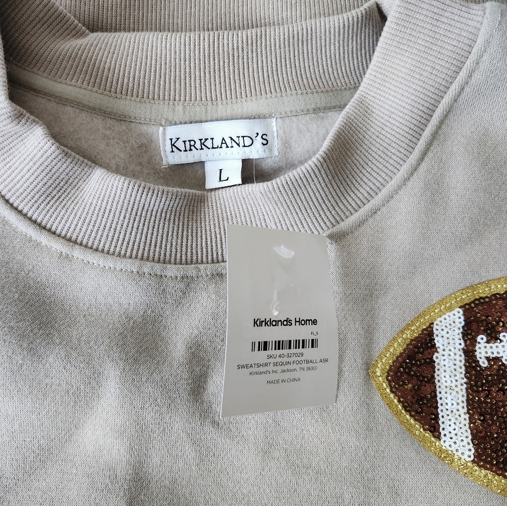 Kirklands Football Motif Sweater - Gray and Brown - Picture 8 of 9
